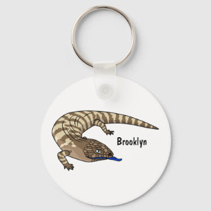Blue tongue lizard reptile cartoon keychain