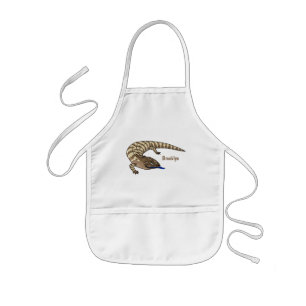 Blue tongue lizard reptile cartoon kids' apron