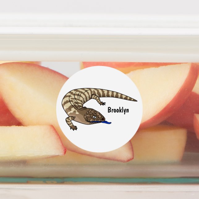 Blue tongue lizard reptile cartoon labels (Affixed)