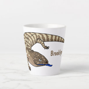 Blue tongue lizard reptile cartoon latte mug