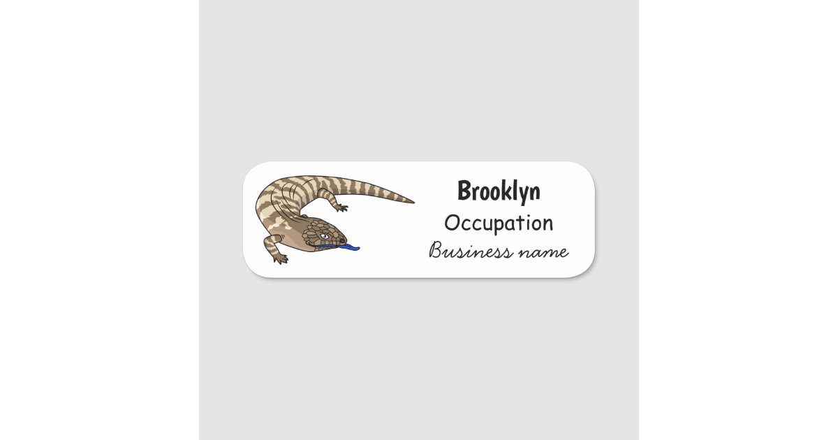 Blue tongue lizard reptile cartoon name tag | Zazzle