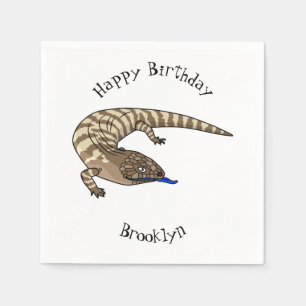 Blue tongue lizard reptile cartoon napkins