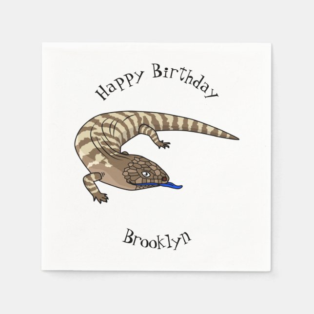 Blue tongue lizard reptile cartoon napkins (Front)