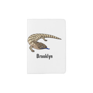 Blue tongue lizard reptile cartoon passport holder