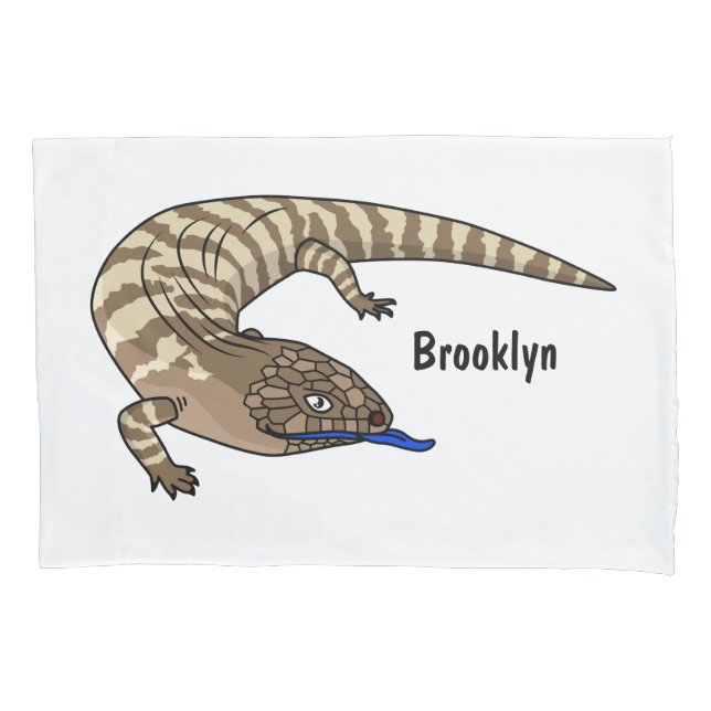 Blue tongue lizard reptile cartoon pillow case (Front)
