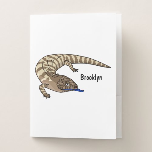 Blue tongue lizard reptile cartoon  pocket folder