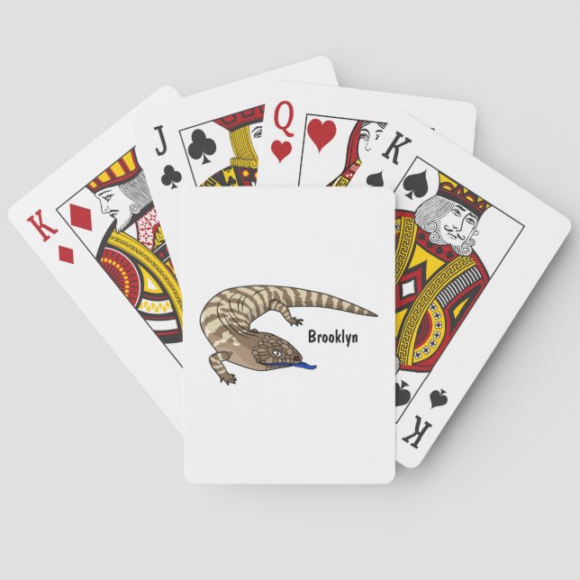 Blue tongue lizard reptile cartoon poker cards (Back)