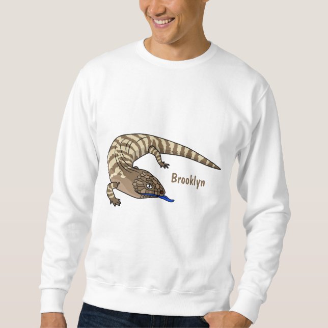 Blue tongue lizard reptile cartoon sweatshirt (Front)
