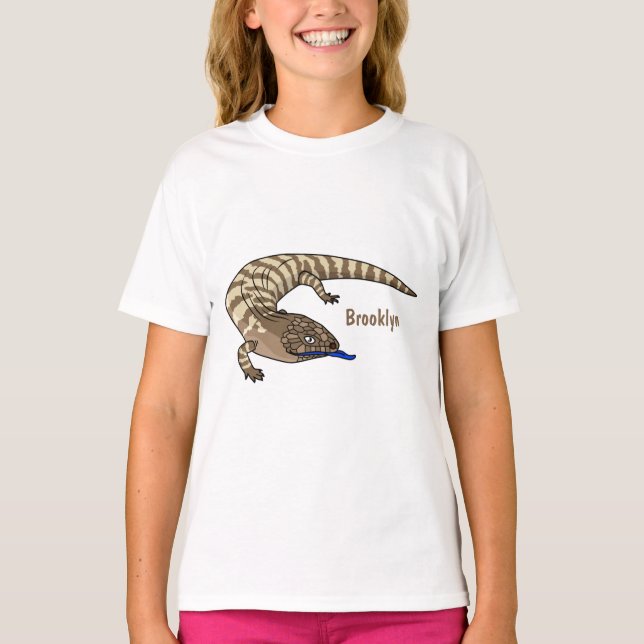 Blue tongue lizard reptile cartoon T-Shirt (Front)
