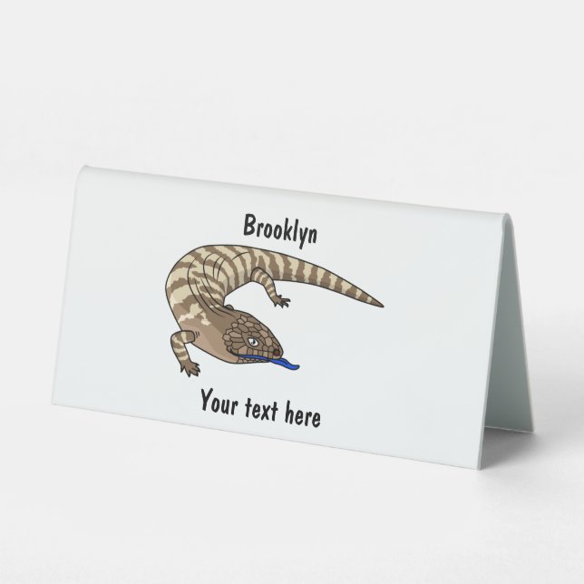 Blue tongue lizard reptile cartoon  table tent (Front)