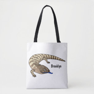 Blue tongue lizard reptile cartoon tote bag
