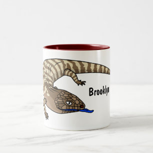 Blue tongue lizard reptile cartoon Two-Tone coffee mug