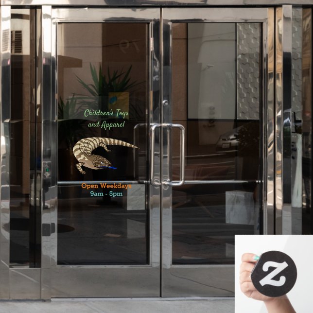 Blue tongue lizard reptile cartoon  window cling (Office Door)