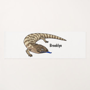 Blue tongue lizard reptile cartoon yoga mat