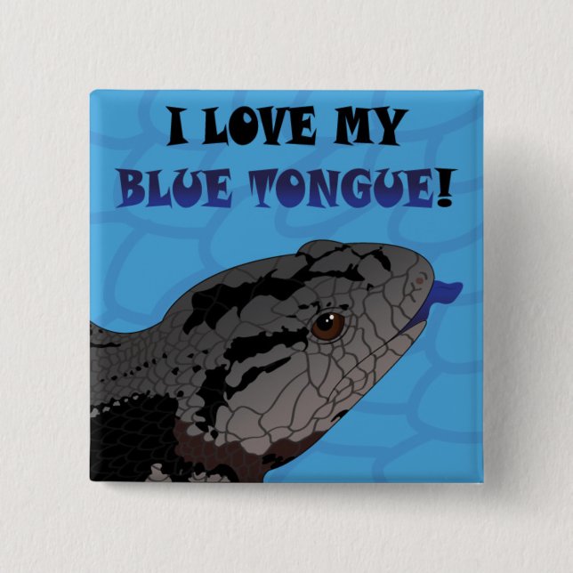 BLUE TONGUE LOVE PINBACK BUTTON (Front)