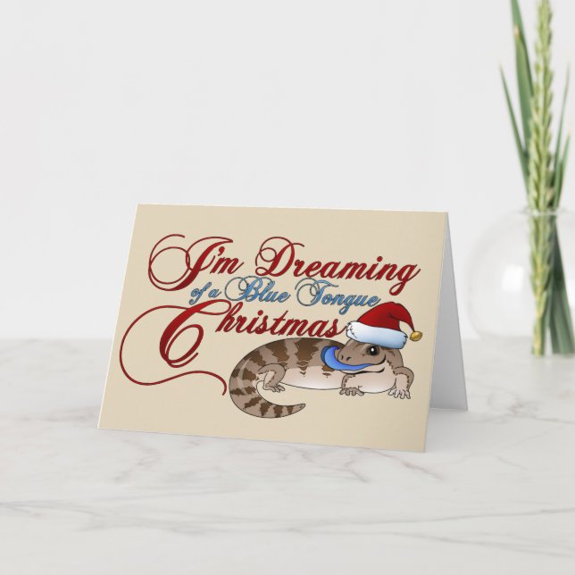 Blue Tongue Skink Christmas Holiday Card (Front)