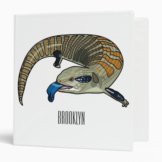 Blue-tongued skink cartoon illustration 3 ring binder (Front/Inside)