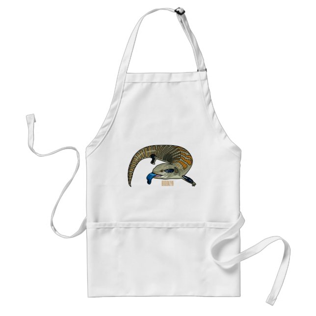 Blue-tongued skink cartoon illustration adult apron (Front)