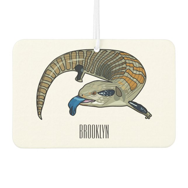Blue-tongued skink cartoon illustration air freshener (Front)