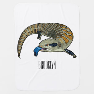 Blue-tongued skink cartoon illustration baby blanket