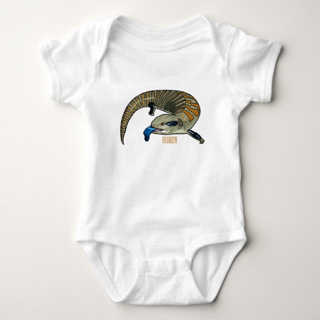 Blue-tongued skink cartoon illustration baby bodysuit (Front)