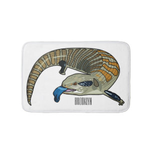 Blue-tongued skink cartoon illustration bath mat