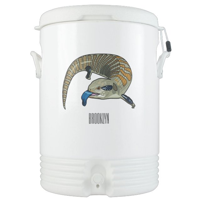 Blue-tongued skink cartoon illustration beverage cooler (Front)