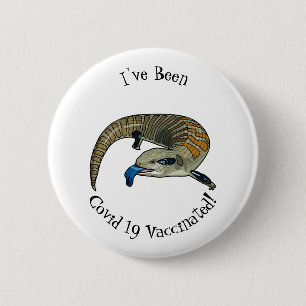 Blue-tongued skink cartoon illustration button