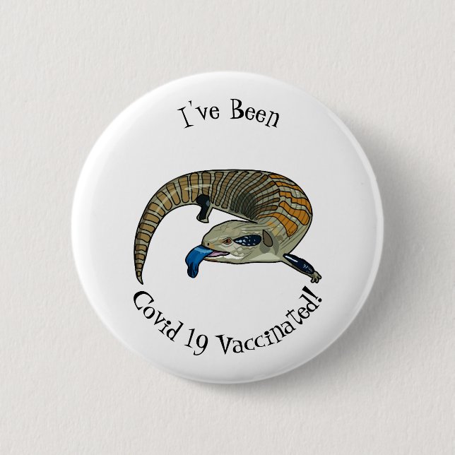 Blue-tongued skink cartoon illustration button (Front)