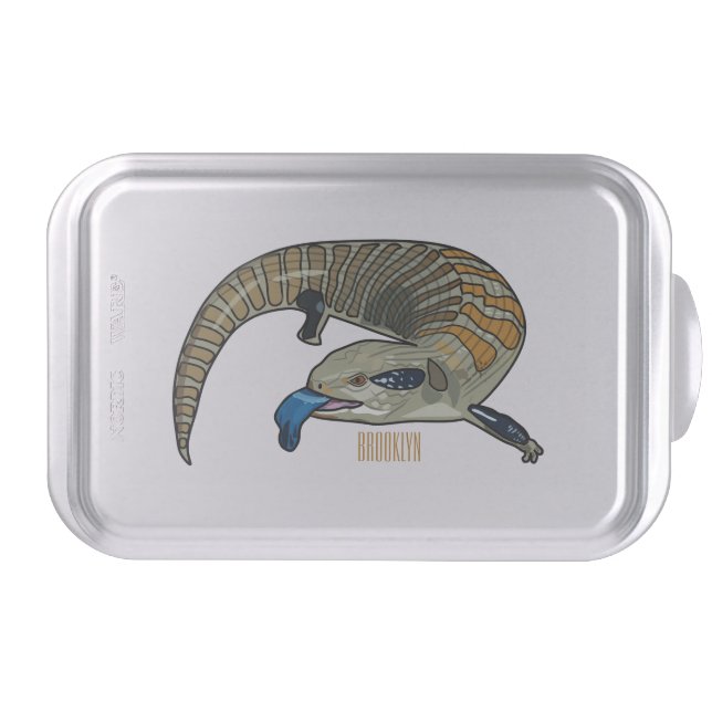 Blue-tongued skink cartoon illustration cake pan (Front)