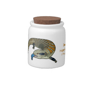 Blue-tongued skink cartoon illustration candy jar