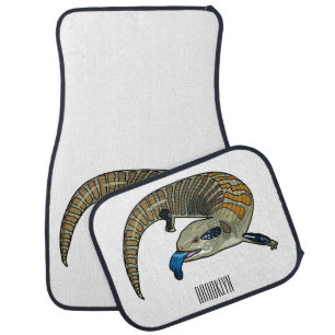 Blue-tongued skink cartoon illustration car floor mat