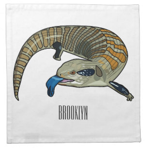 Blue-tongued skink cartoon illustration cloth napkin
