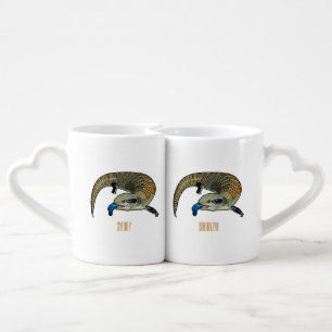 Blue-tongued skink cartoon illustration coffee mug set