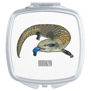Blue-tongued skink cartoon illustration compact mirror