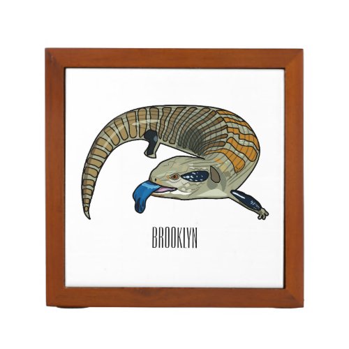 Blue_tongued skink cartoon illustration desk organizer