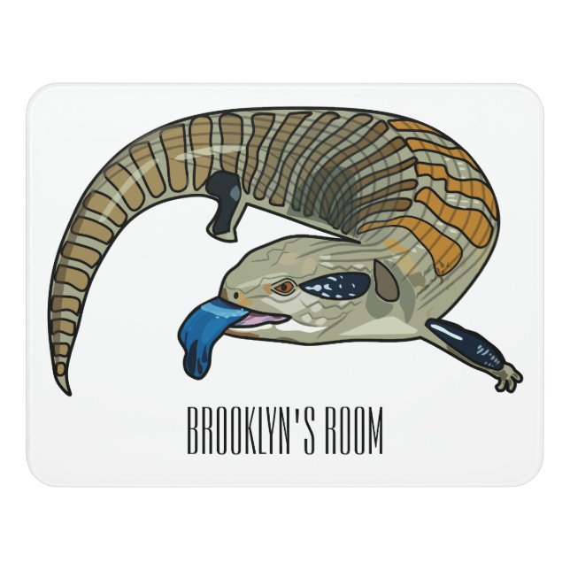 Blue-tongued skink cartoon illustration door sign (Contemporary Front)