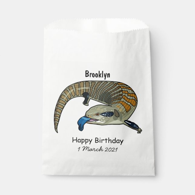 Blue-tongued skink cartoon illustration favor bag (Front)