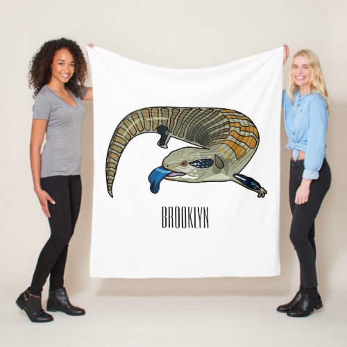 Blue_tongued skink cartoon illustration fleece blanket