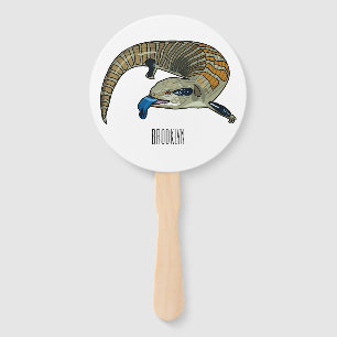 Blue-tongued skink cartoon illustration hand fan