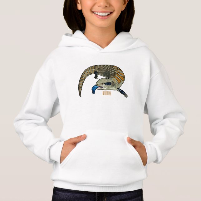 Blue-tongued skink cartoon illustration hoodie (Front)