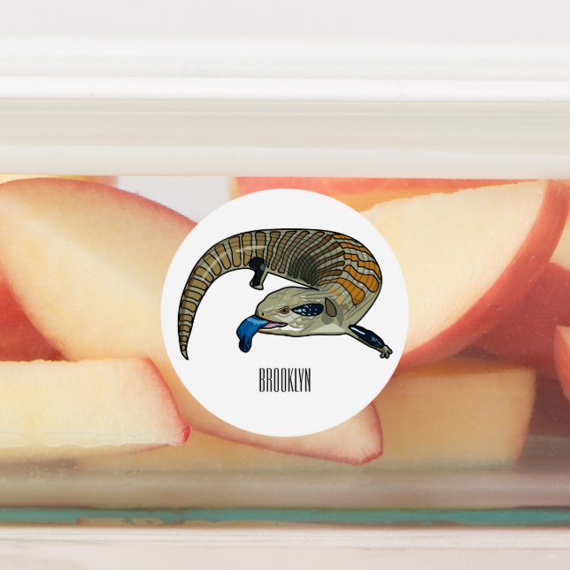 Blue-tongued skink cartoon illustration labels (Affixed)