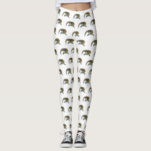 Blue-tongued skink cartoon illustration leggings