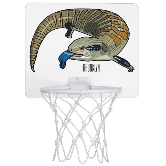 Blue-tongued skink cartoon illustration mini basketball hoop (Front)