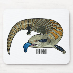 Blue-tongued skink cartoon illustration mouse pad