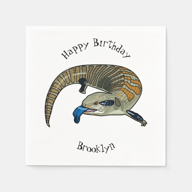 Blue-tongued skink cartoon illustration napkins (Front)