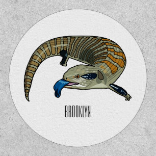 Blue-tongued skink cartoon illustration patch