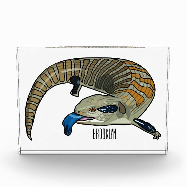 Blue-tongued skink cartoon illustration photo block (Front)