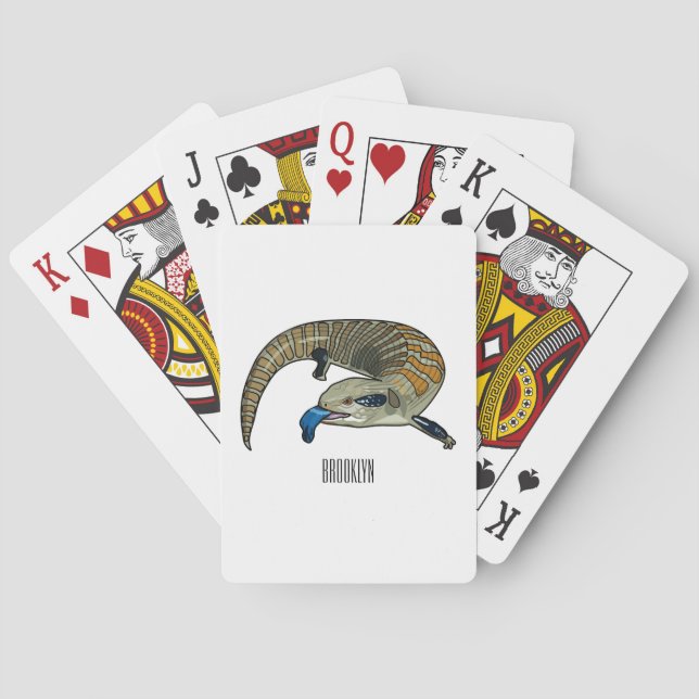 Blue-tongued skink cartoon illustration poker cards (Back)