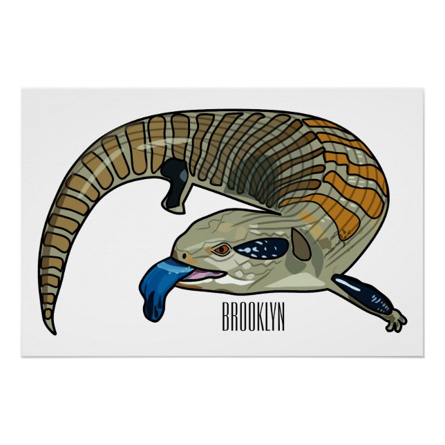 Blue-tongued skink cartoon illustration poster (Front)